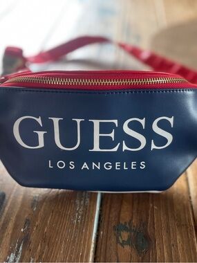 GUESS Navy and Red Logo Belt Bag